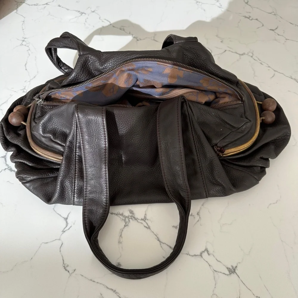 ERVA 🤎 Leather Shoulder Handbag, RARE VINTAGE 2000's HOBO 🇪🇸